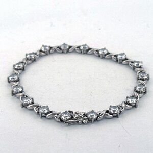 Estate Sterling Silver 925 7.5" CZ Tennis Bracelet 12.1g Elegant Vintage